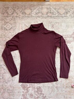 Kotn Long Sleeve Turtleneck Top - Deep Burgundy
